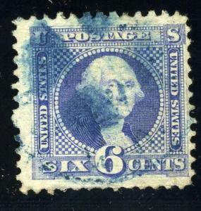 UNITED STATES SCOTT# 115 WASHINGTON USED MUTE BLUE CANCEL AS SHOWN