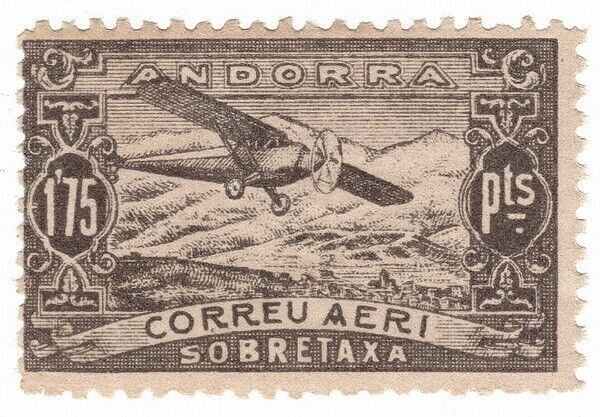 (I.B) Andorra Postal : Air Mail 1.75P