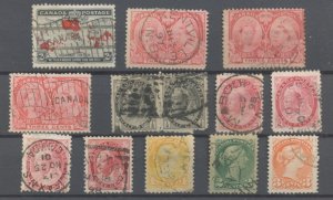 ?Small Queens, Jubilee, map, Leaf & Numeral lot, used Canada