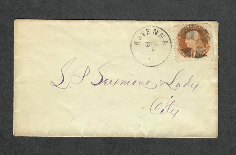 US Sc#112 On Cover Ravenna Ohio CDS, Cv. $260