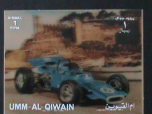 ​UMM AL QIWAIN-FAMOUS FORMULAR RACE CAR-MNH 3-D-RARE S/S-VF-HARD TO FIND