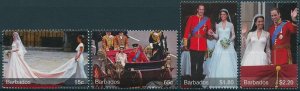 Barbados Stamps 2011 MNH Prince William & Kate Royal Wedding Royalty 4v Set