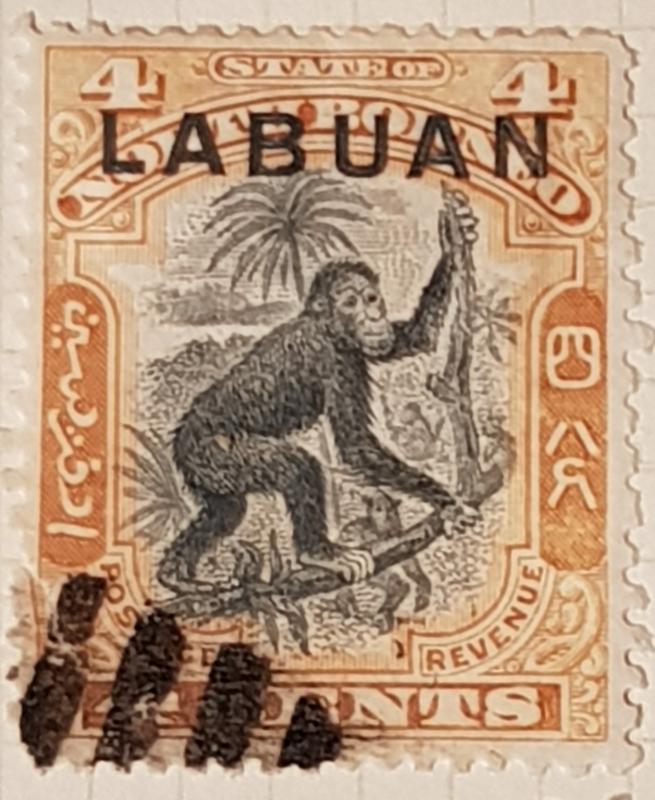 LABUAN (North Borneo) 1899,  4 cent, orange-brown/black.