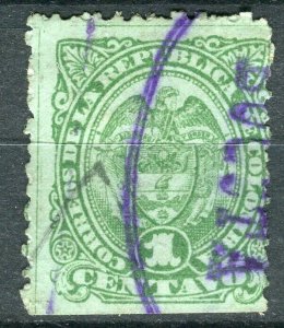 COLOMBIA; 1886 classic perf Condor issue used Shade of 1c. Postmark