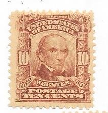 US# 307 10c Daniel Webster, pale red brown, (MH) CV. $60.00