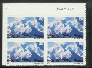 US Plate Block, Cat # C137, Mt. McKinley, MNH*-