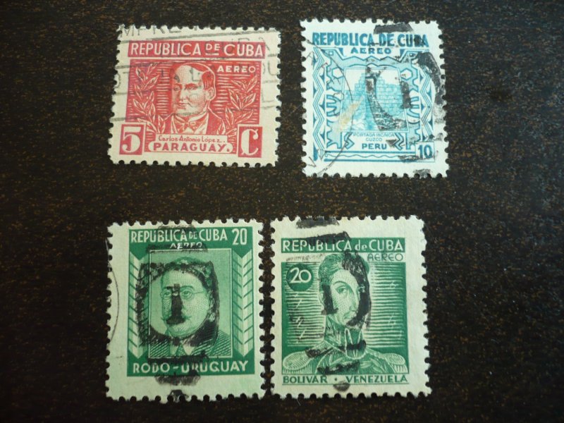 Stamps - Cuba - Scott#340,343-354,C25-C26,C28-C29 Used Partial Set of 17 Stamps