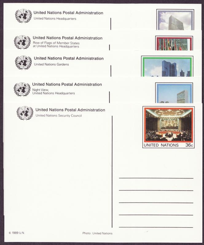 United Nations #UX14-18 mint postal card set