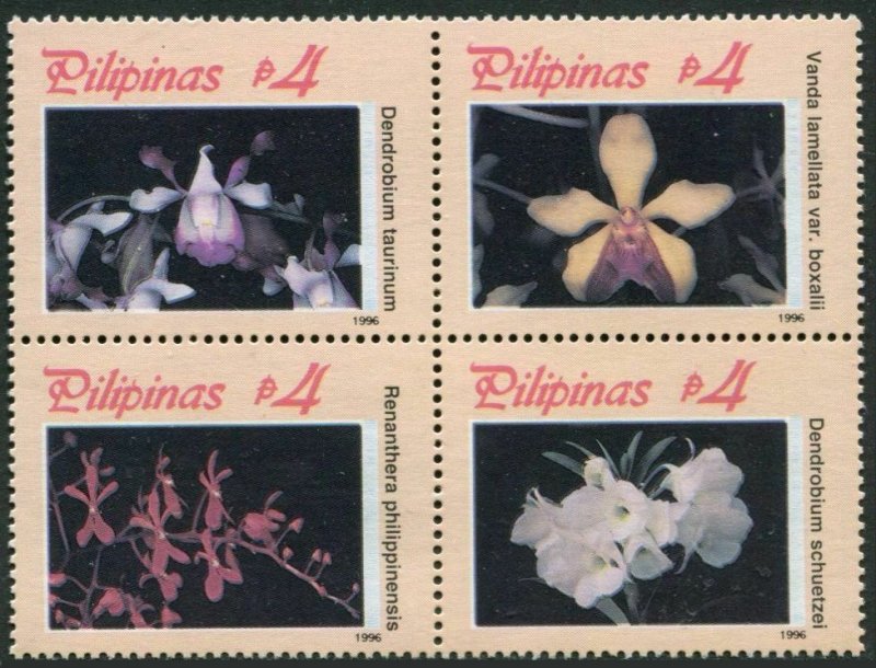 Philippines 2428-2429 ad blocks, MNH. Orchids 1996.