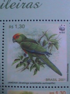 BRAZIL-2001 SC#2799 WWF WORLD WILDLIFE FUNDS-LOVELY BIRDS- MNH SHEET VF