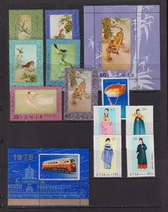 North Korea - 3 sets, 3 souv. sheets - Art, Butterflies, Costumes, cat. $ 37.00