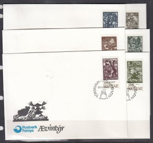 Faroe Islands Scott 115-20 FDC -  Fairytale Illustrations