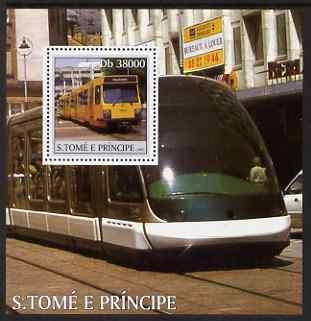 St Thomas & Prince Islands 2003 Trams perf s/sheet co...