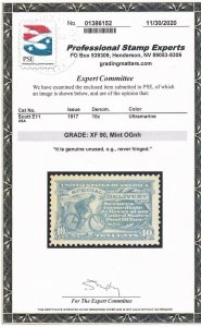 E11 Choice XF+ PSE cert graded 90 OG never hinged with nice color ! see pic ! 