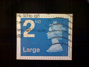 Great Britain, Scott #MH391, 2014, used on paper, Machin, 2nd Large, bright blue