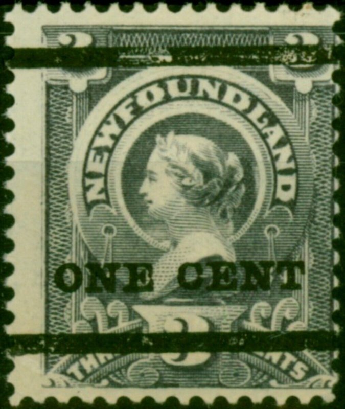 Newfoundland 1897 1c on 3c Grey-Purple SG80 Fine MM