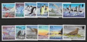 BRITISH ANTARCTIC TERR. SG290/301 1998 BIRDS DEFINITIVE SET MNH