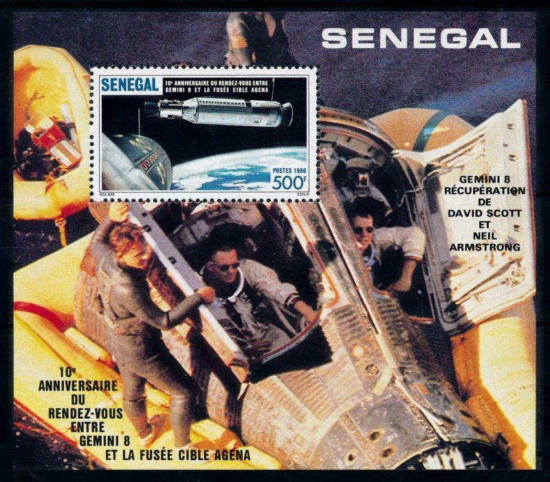 [101958] Senegal 1987 Space travel weltraum Gemini 8 Souvenir Sheet MNH