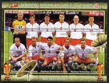 CONGO KINSHASA - 2002 - World Cup, Denmark - Perf 9v Sheet - M N H-Private Issue