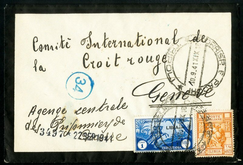 Libya Stamps Scarce 1941 Censor Cover Backstamped