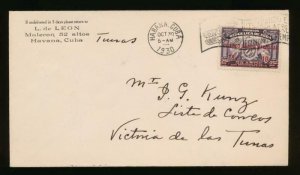 CUBA (US) 1930 FIRST FLIGHT COVER OCT 30,1930 HABANA - VICTORIA DE LAS TUNAS