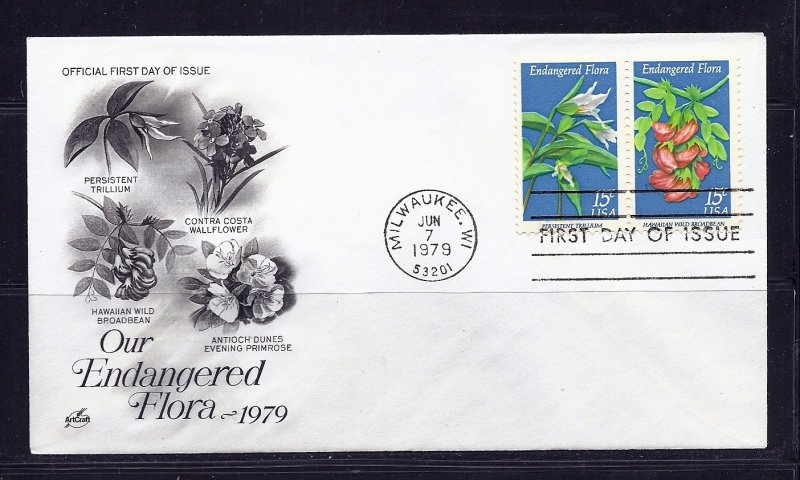 FIRST DAY COVER #1783-1784 Endangered Flora 15c ARTCRAFT U/A FDC 1979