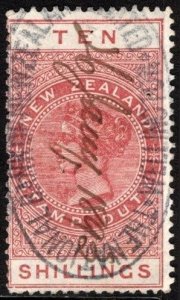 1882 New Zealand Revenue 10 Shillings Queen Victoria Stamp Duty Used