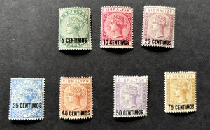 Gibraltar: 1889, Spanish Currency Overprints, Set of 7 Mint VLH