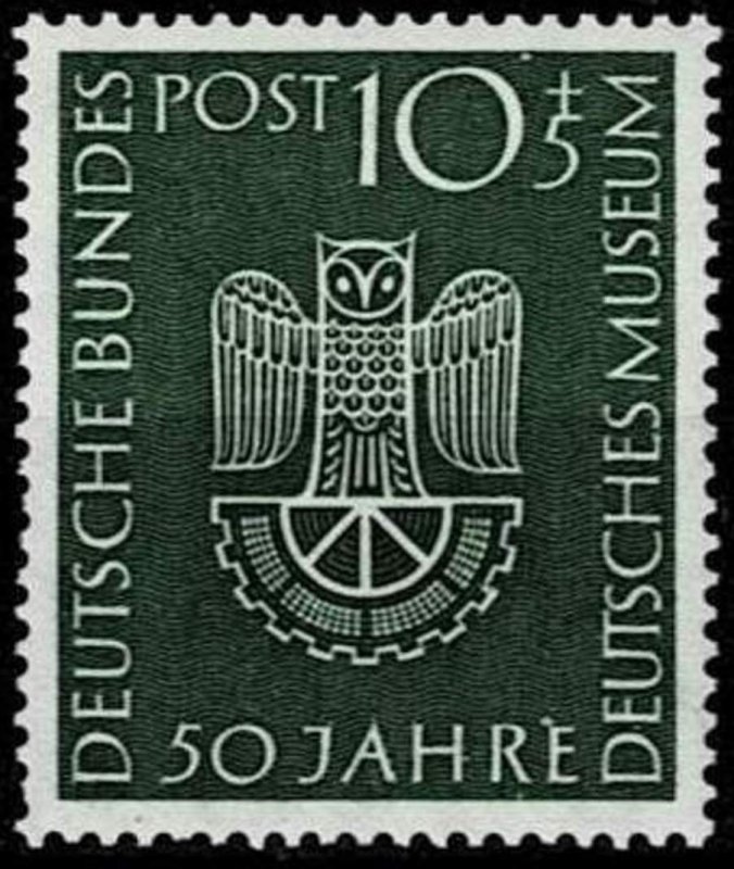 Germany 1953,Sc.#B331 MNH, Owl on gear (Signum of the German Museum)