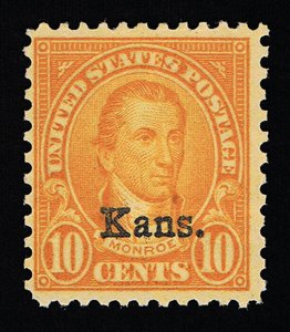 GENUINE SCOTT #668 VF-XF MINT PRISTINE OG NH 1929 KANSAS OVERPRINT ISSUE #8971