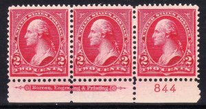 MOstamps - US #279B Mint OG NH Plate # Strip of 3 (Deep Red var.) -Lot # HS-R593