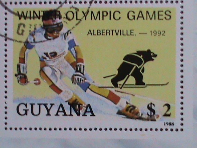 GUYANA-1992 WINTER OLYMPIC GAMES-ALBERTVILLE CTO FANCY CANCEL S/S VERY FINE