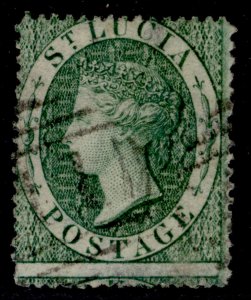 ST. LUCIA QV SG3, (6d) green, USED. Cat £225.