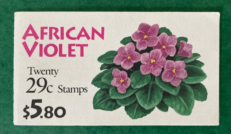 BK177 (2486a) AFRICAN VIOLETS Booklet of 20 US 29¢ Stamps MNH 1993