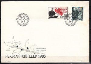 Sweden, Scott cat. 1556-1557. Poet with Music Instrument. First day cover. ^