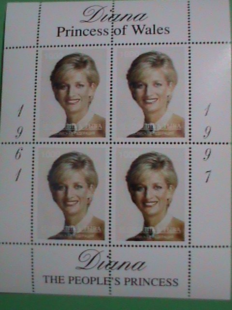 TUVALU STAMP-1997-DIANA- PRINCESS OF WALES -WITH WHITE PEAL NECKLACE-MINT-NH S/S