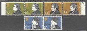 GREAT BRITAIN Sc# 651 - 653 MNH FVF Set3 x Pair Writers