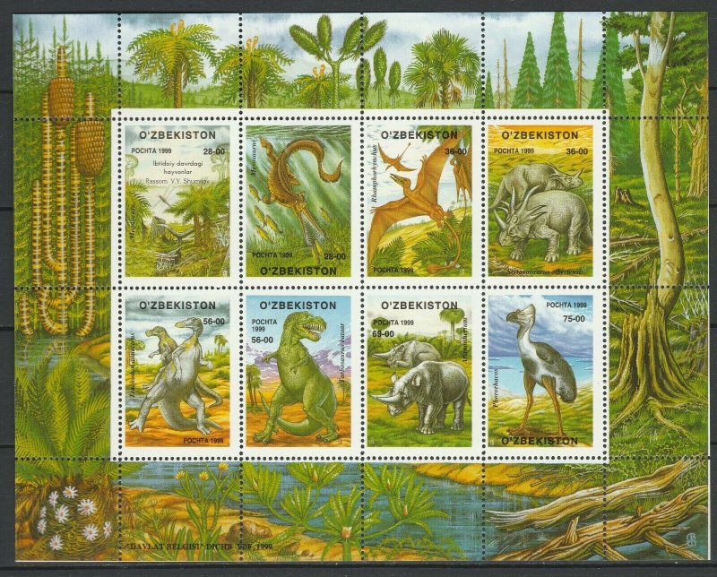 Uzbekistan 1999 Dinosaurs MNH sheet