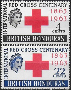 1963 British Honduras Cross Centenary 2v. MNH SG n. 215/16