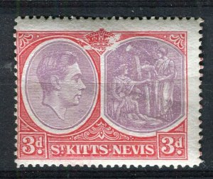 ST. KITTS; 1938 early GVI pictorial issue fine Mint hinged Shade of 3d. value