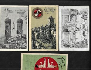 GERMANY 1900-20s 4 TURNERS FEST POST CARD ONE 1923 UNUSED POSTAL STATIONARY CARD