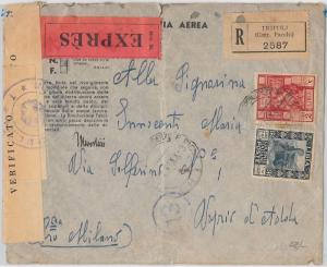 53683 - ITALY COLONIES: LIBIA - ESPRESSO RECOMMENDED ENVELOPE - Censored 1942-