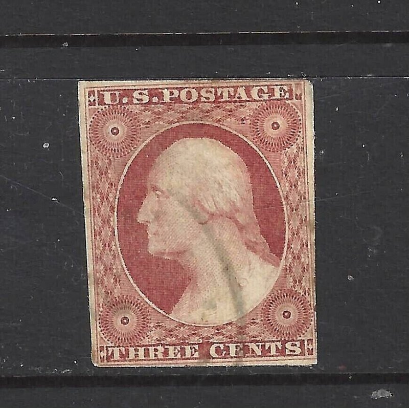 #10 US 3 CENT  ORANGE  BROWN IMPERF.WASHINGTON-USED-N/G-FINE-VF 