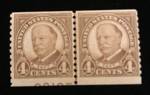 687 Line Pair w Partial Plate #, MNH