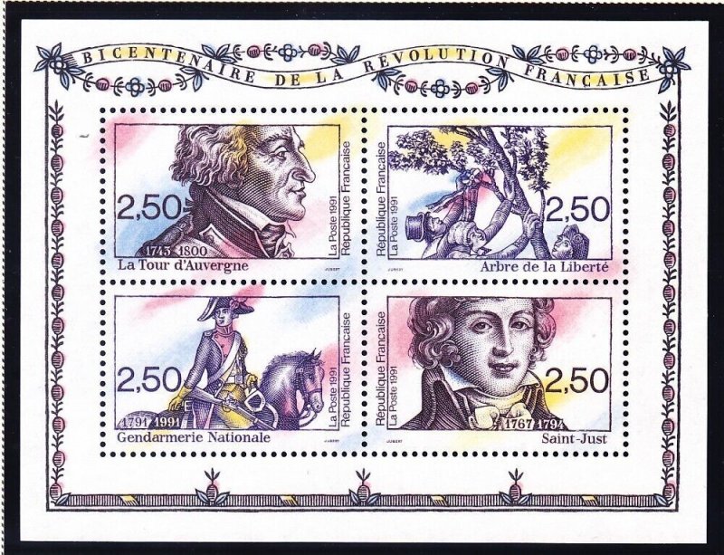 France 2259 MNH 1991 French Revolution - Bicentennial Min Sheet of 4