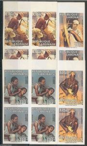 GABON Yvert 720 / 23  IMPERF in blocks of 4 - GASTRONOMY Agricolture ETHNIC 1992