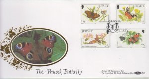 Jersey  1991 Butterflies & Moths  on Benham Silk FDC