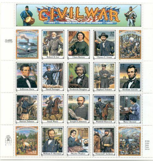 US Stamp #2975a-t MNH - Civil War Se-Tenant Pane of 20
