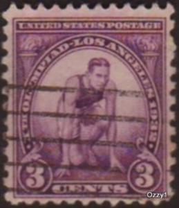 USA 1932 Sc#718 3c Purple Los Angeles Olympics Athletics USED.