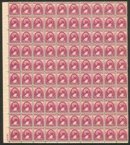 #784 1936 3c Susan B. Anthony Full Mint Sheet of 100 PL# 21591 VF-XF  MNH
